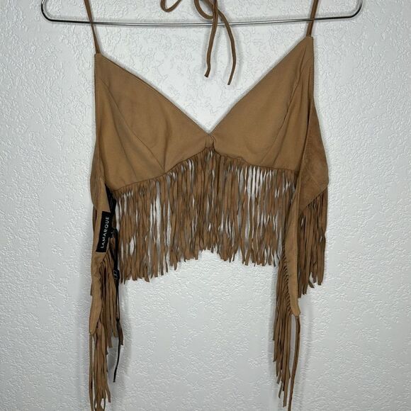 NWT LAMARQUE x REVOLVE Sabbi Suede Top in Sand Large - Picture 5 of 11